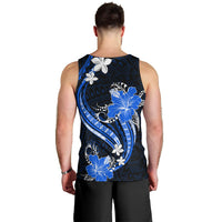 Blue Polynesian Pattern With Tropical Flowers Men Tank Top LT05 - Polynesian Pride