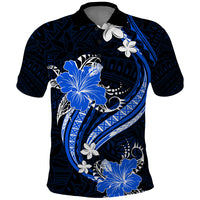 Blue Polynesian Pattern With Tropical Flowers Polo Shirt LT05 Blue - Polynesian Pride