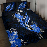 Blue Polynesian Pattern With Tropical Flowers Quilt Bed Set LT05 - Polynesian Pride