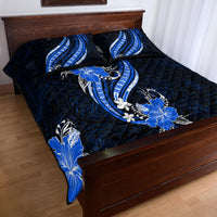 Blue Polynesian Pattern With Tropical Flowers Quilt Bed Set LT05 - Polynesian Pride