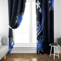 Blue Polynesian Pattern With Tropical Flowers Window Curtain LT05 - Polynesian Pride
