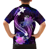 Galaxy Polynesian Pattern With Tropical Flowers Family Matching Long Sleeve Bodycon Dress and Hawaiian Shirt LT05 - Polynesian Pride