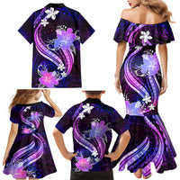 Galaxy Polynesian Pattern With Tropical Flowers Family Matching Mermaid Dress and Hawaiian Shirt LT05 - Polynesian Pride