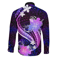 Galaxy Polynesian Pattern With Tropical Flowers Family Matching Tank Maxi Dress and Hawaiian Shirt LT05 - Polynesian Pride