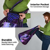 Galaxy Polynesian Pattern With Tropical Flowers Grocery Bag