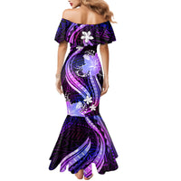 Galaxy Polynesian Pattern With Tropical Flowers Mermaid Dress LT05 - Polynesian Pride