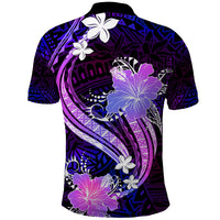 Galaxy Polynesian Pattern With Tropical Flowers Polo Shirt LT05 - Polynesian Pride