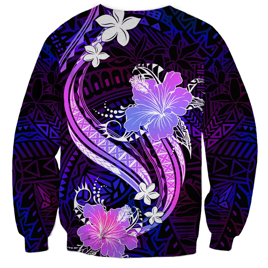 Galaxy Polynesian Pattern With Tropical Flowers Sweatshirt LT05 - Polynesian Pride