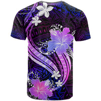 Galaxy Polynesian Pattern With Tropical Flowers T Shirt LT05 - Polynesian Pride