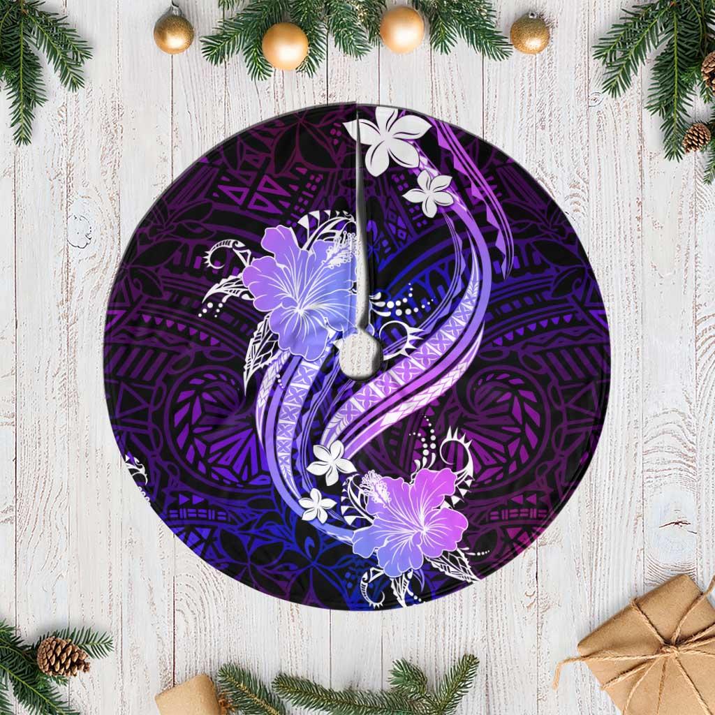 Galaxy Polynesian Pattern With Tropical Flowers Tree Skirt LT05 Casual Galaxy - Polynesian Pride