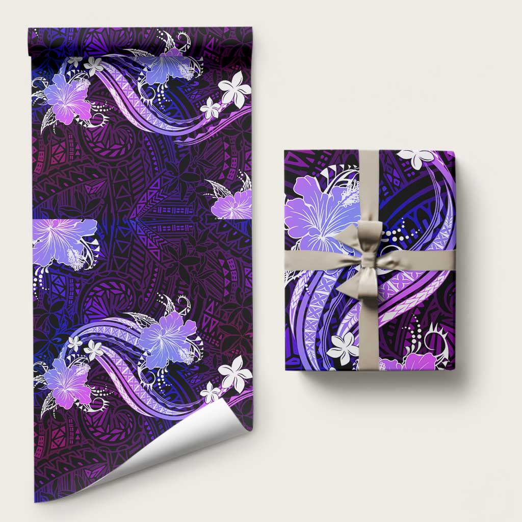 Galaxy Polynesian Pattern With Tropical Flowers Wrapping Paper - Polynesian Pride