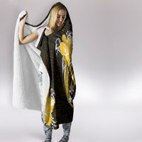 Gold Polynesian Pattern With Tropical Flowers Hooded Blanket LT05 - Polynesian Pride