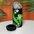Green Polynesian Pattern With Tropical Flowers 4 in 1 Can Cooler Tumbler