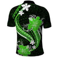 Green Polynesian Pattern With Tropical Flowers Polo Shirt LT05 - Polynesian Pride