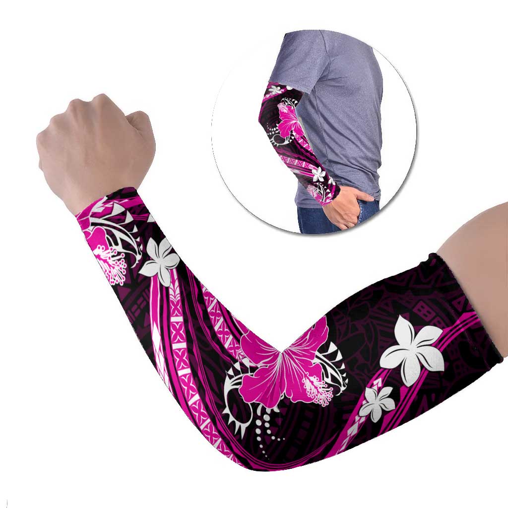 Pink Polynesian Pattern With Tropical Flowers Arm Sleeves LT05 Set of 2 Pink - Polynesian Pride
