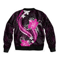 Pink Polynesian Pattern With Tropical Flowers Bomber Jacket LT05 - Polynesian Pride