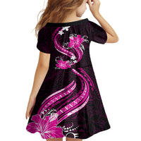 Pink Polynesian Pattern With Tropical Flowers Family Matching Long Sleeve Bodycon Dress and Hawaiian Shirt LT05 - Polynesian Pride