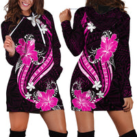 Pink Polynesian Pattern With Tropical Flowers Hoodie Dress LT05 - Polynesian Pride