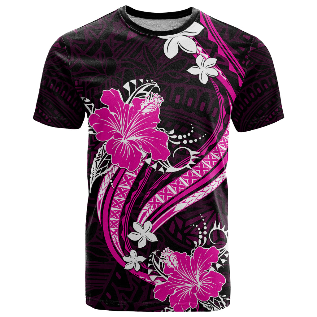 Pink Polynesian Pattern With Tropical Flowers T Shirt LT05 Pink - Polynesian Pride