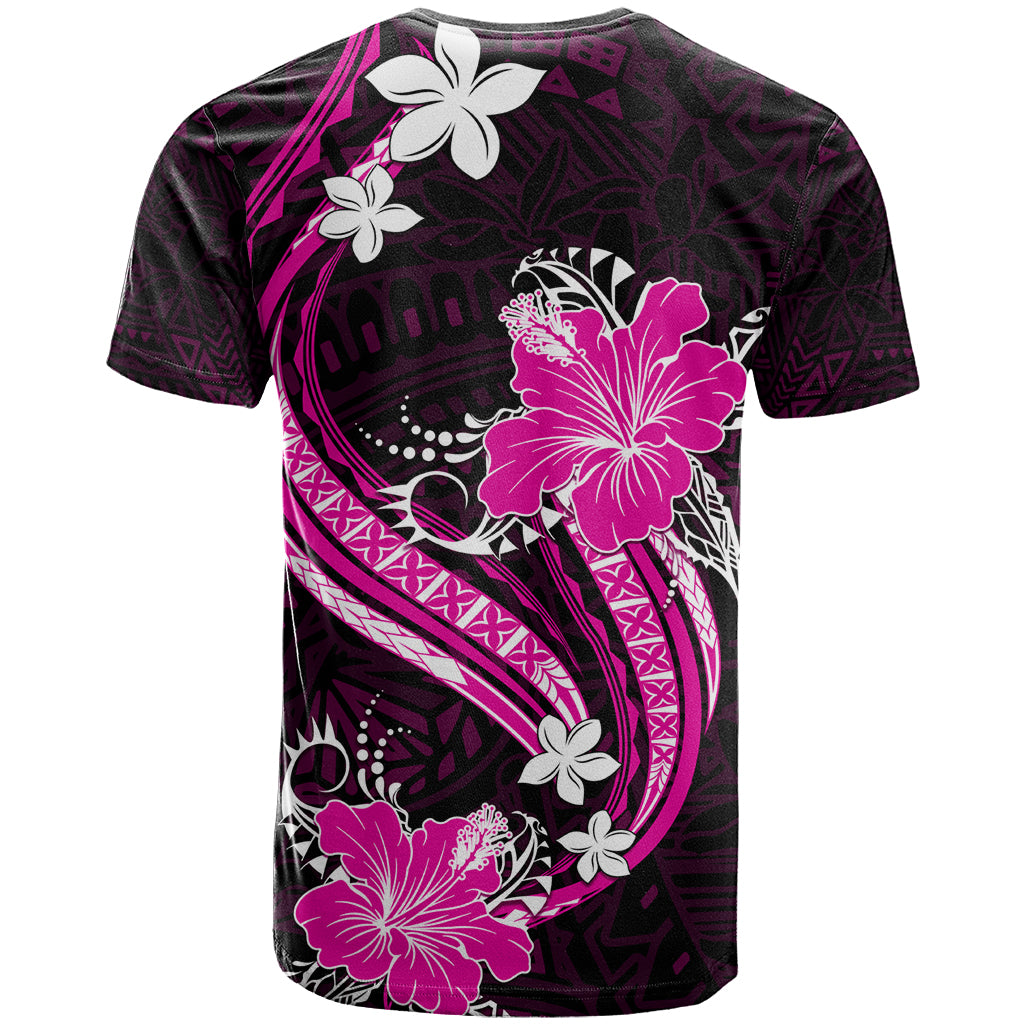 Pink Polynesian Pattern With Tropical Flowers T Shirt LT05 - Polynesian Pride