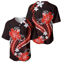 Red Polynesian Pattern With Tropical Flowers Baseball Jersey LT05 - Polynesian Pride