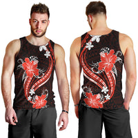 Red Polynesian Pattern With Tropical Flowers Men Tank Top LT05 - Polynesian Pride