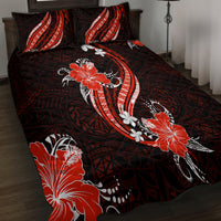Red Polynesian Pattern With Tropical Flowers Quilt Bed Set LT05 - Polynesian Pride