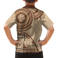 Samoa Siapo Pattern Simple Style Family Matching Off Shoulder Short Dress and Hawaiian Shirt LT05 - Polynesian Pride