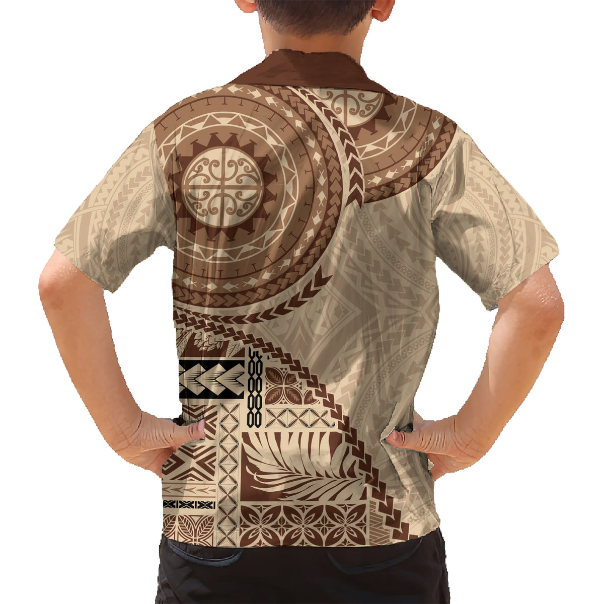 Samoa Siapo Pattern Simple Style Family Matching Short Sleeve Bodycon Dress and Hawaiian Shirt LT05 - Polynesian Pride