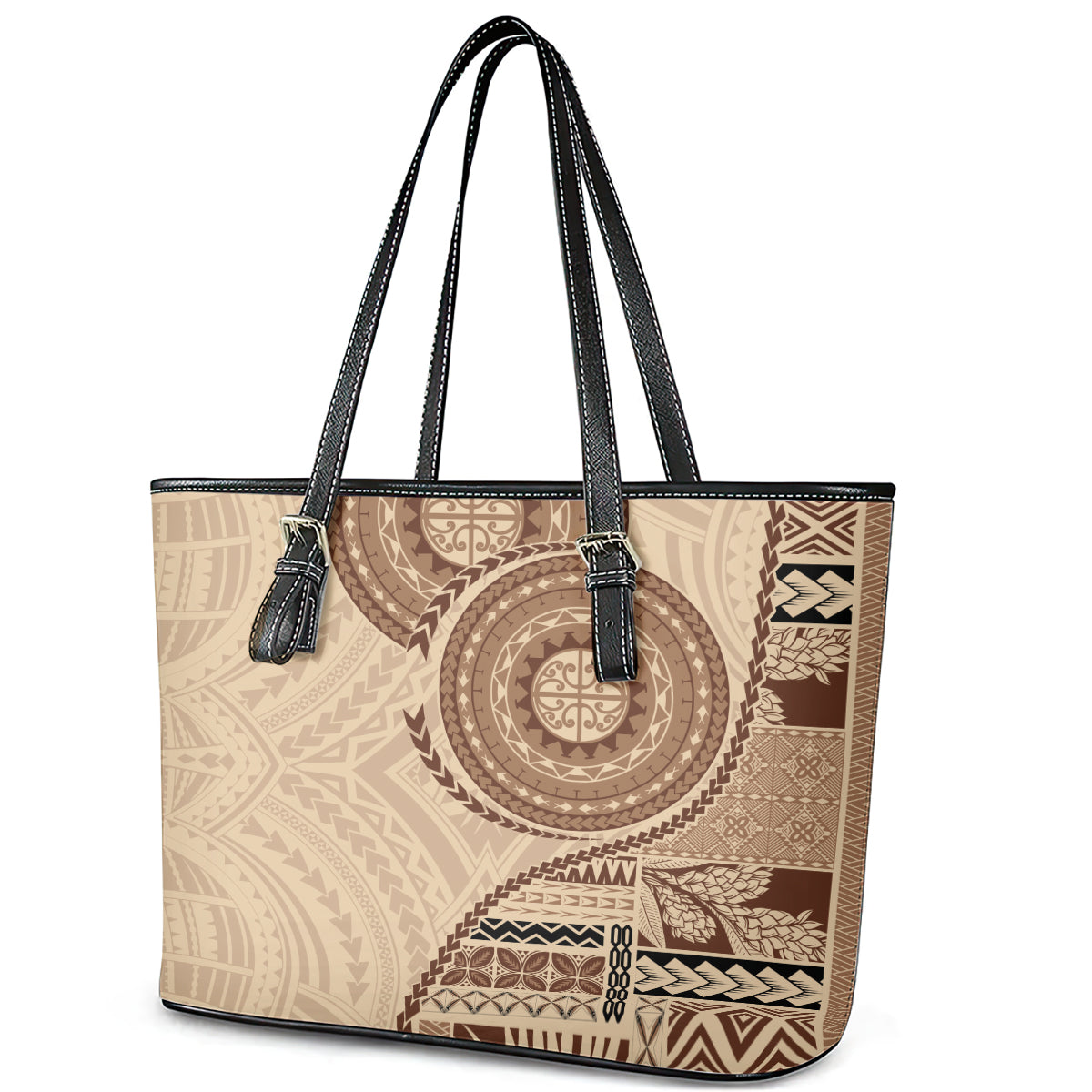 Samoa Siapo Pattern Simple Style Leather Tote Bag LT05 - Polynesian Pride