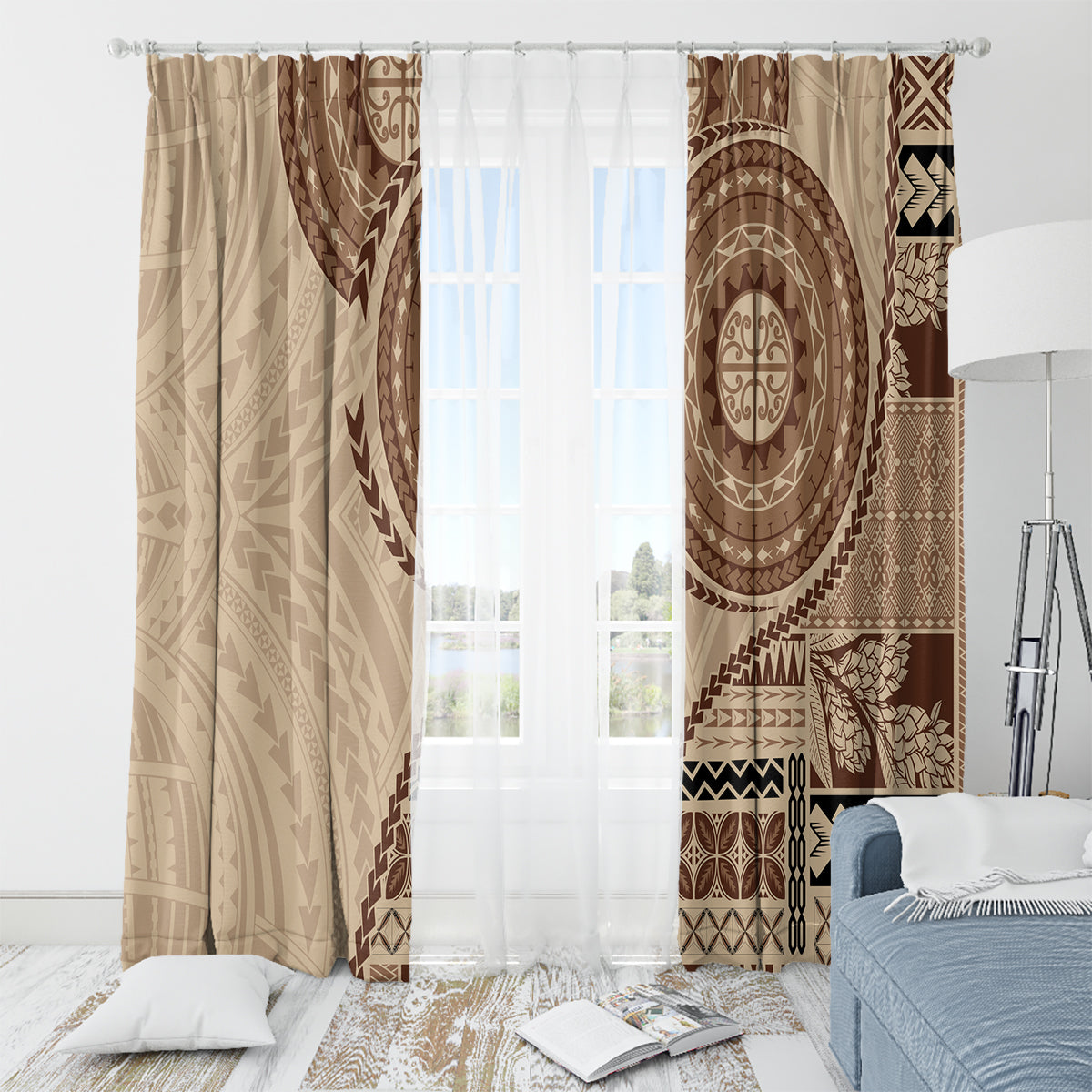 Samoa Siapo Pattern Simple Style Window Curtain LT05 - Polynesian Pride