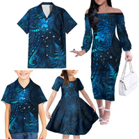 New Zealand Matariki Family Matching Off Shoulder Long Sleeve Dress and Hawaiian Shirt Maori New Year LT05 - Polynesian Pride