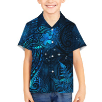New Zealand Matariki Family Matching Tank Maxi Dress and Hawaiian Shirt Maori New Year LT05 Son's Shirt Blue - Polynesian Pride