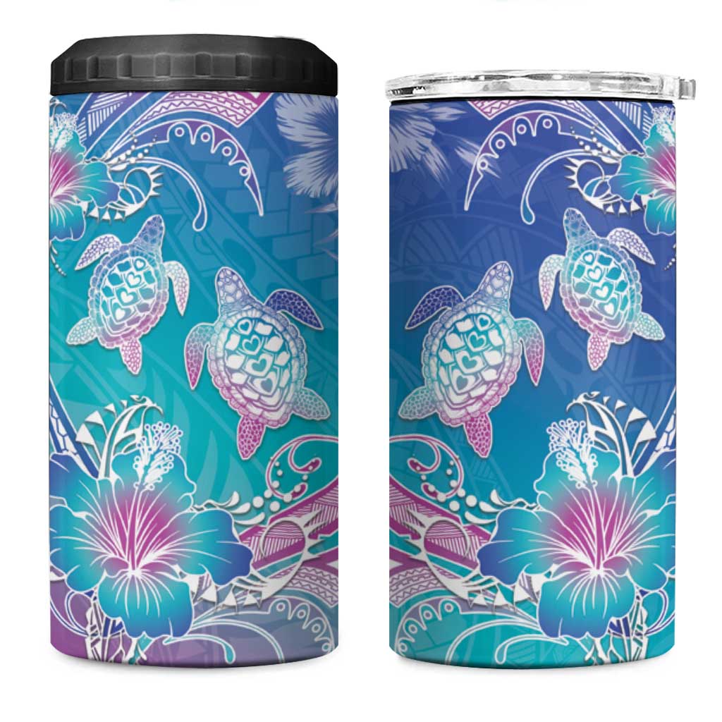 Polynesia Sea Turtle Couple 4 in 1 Can Cooler Tumbler Love Is Life