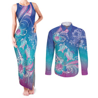 Polynesia Sea Turtle Couple Couples Matching Tank Maxi Dress and Long Sleeve Button Shirt Love Is Life LT05 Blue - Polynesian Pride