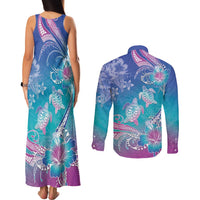 Polynesia Sea Turtle Couple Couples Matching Tank Maxi Dress and Long Sleeve Button Shirt Love Is Life LT05 - Polynesian Pride