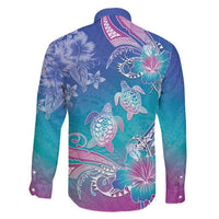 Polynesia Sea Turtle Couple Family Matching Long Sleeve Bodycon Dress and Hawaiian Shirt Love Is Life