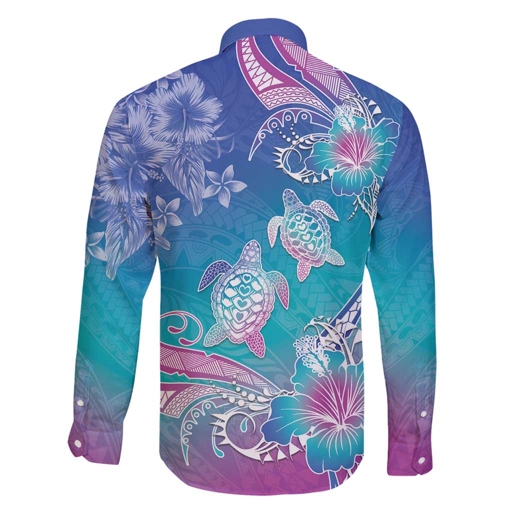 Polynesia Sea Turtle Couple Family Matching Off Shoulder Short Dress and Hawaiian Shirt Love Is Life