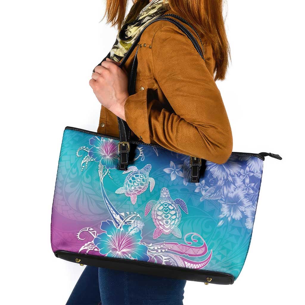 Polynesia Sea Turtle Couple Leather Tote Bag Love Is Life