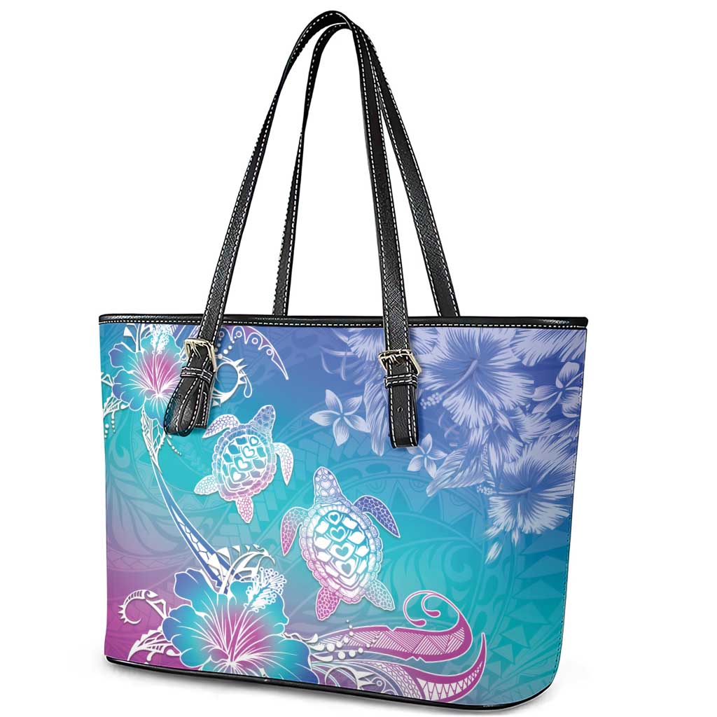 Polynesia Sea Turtle Couple Leather Tote Bag Love Is Life