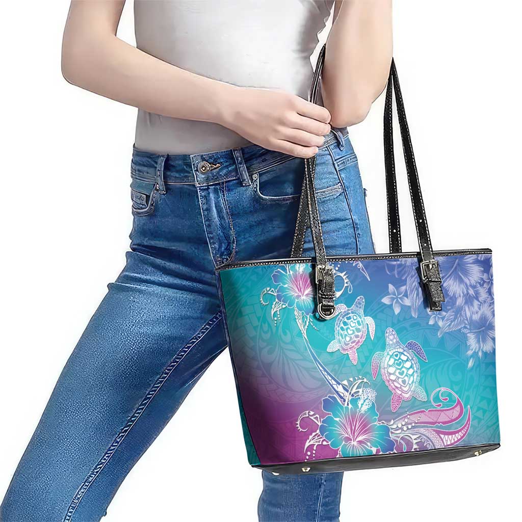 Polynesia Sea Turtle Couple Leather Tote Bag Love Is Life