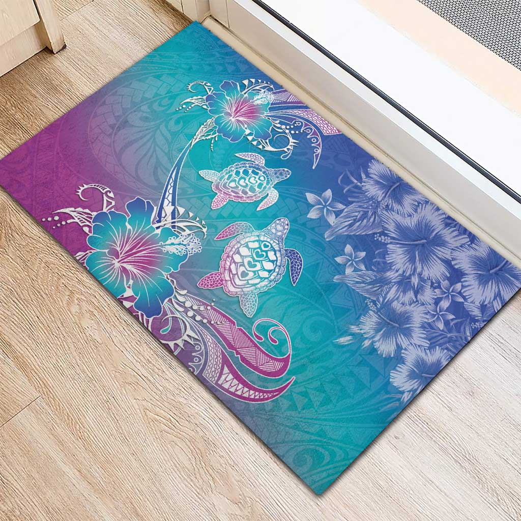 Polynesia Sea Turtle Couple Rubber Doormat Love Is Life