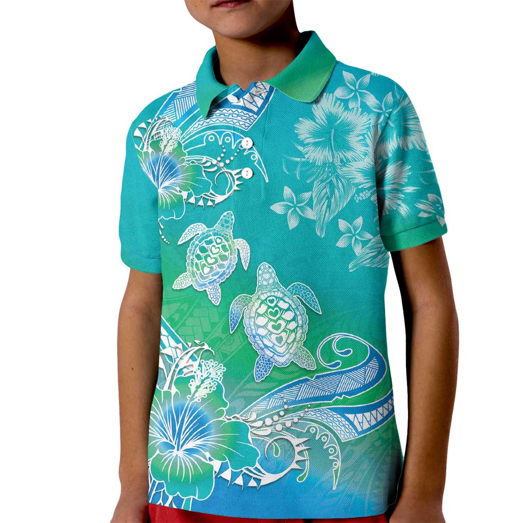 Polynesia Sea Turtle Couple Kid Polo Shirt I Am Turtley In Love With You LT05 Kid Turquoise - Polynesian Pride