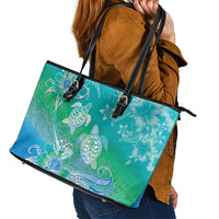 Polynesia Sea Turtle Couple Leather Tote Bag I Am Turtley In Love With You