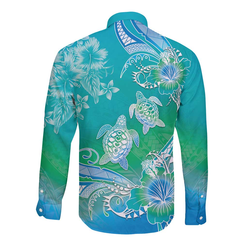 Polynesia Sea Turtle Couple Long Sleeve Button Shirt I Am Turtley In Love With You LT05 - Polynesian Pride