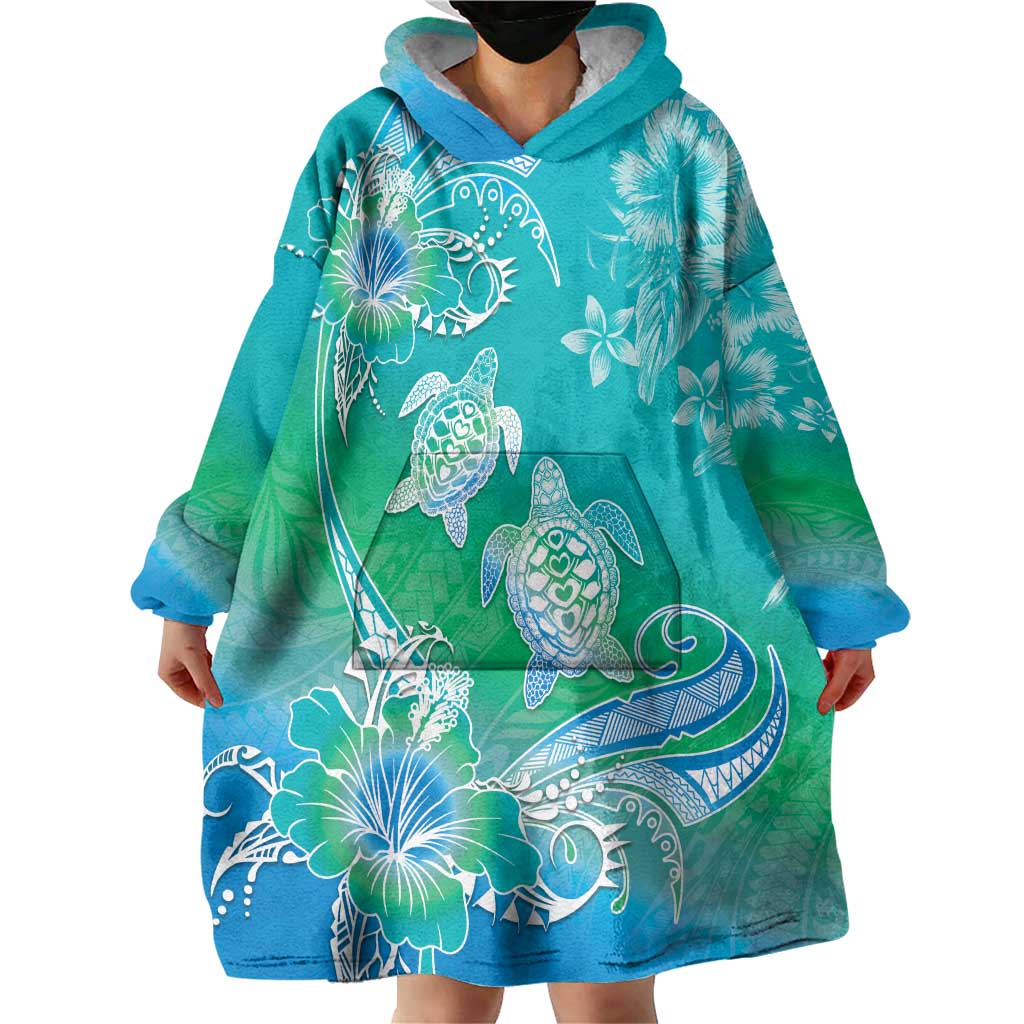 Polynesia Sea Turtle Couple Wearable Blanket Hoodie I Am Turtley In Love With You LT05 - Polynesian Pride