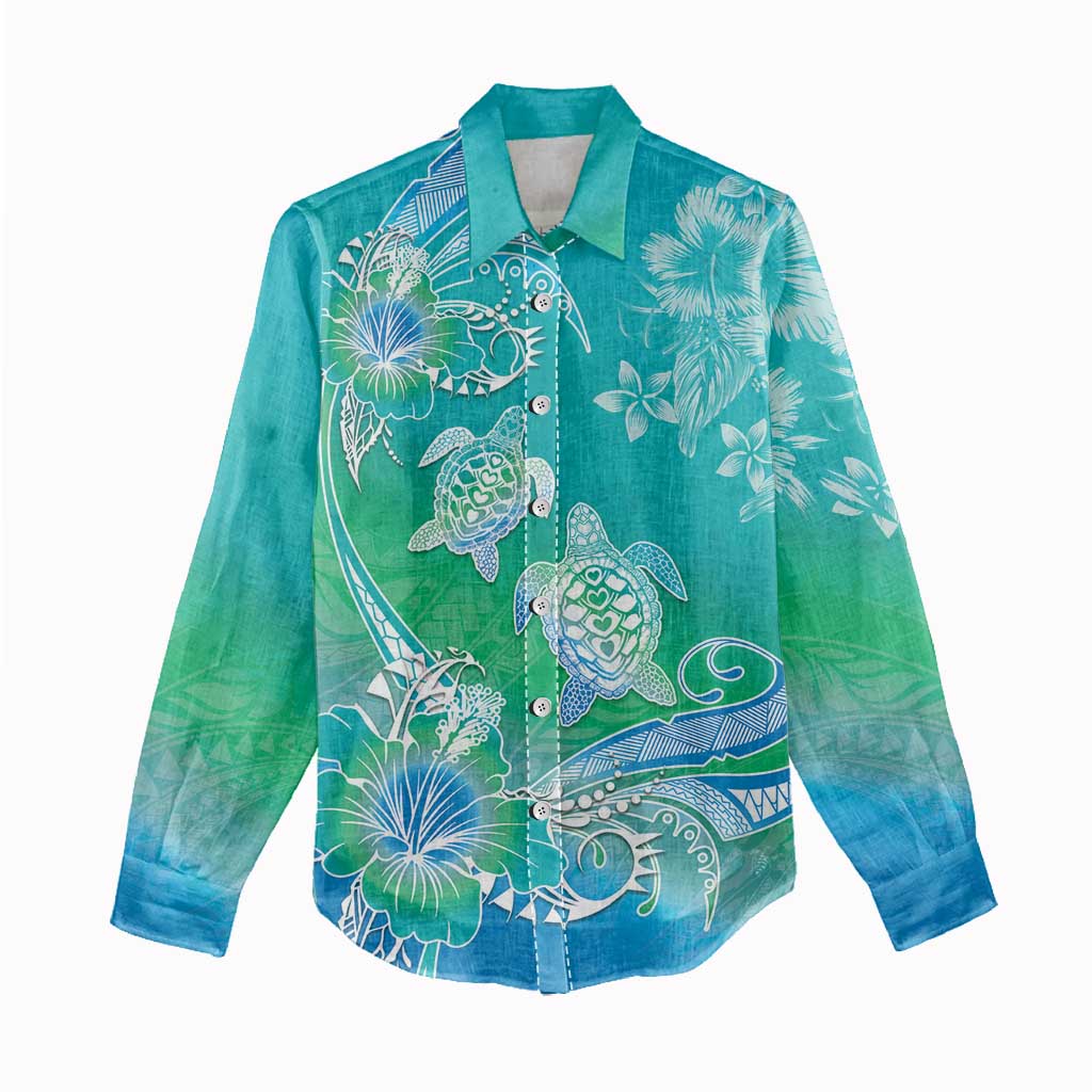 Polynesia Sea Turtle Couple Women Casual Shirt I Am Turtley In Love With You