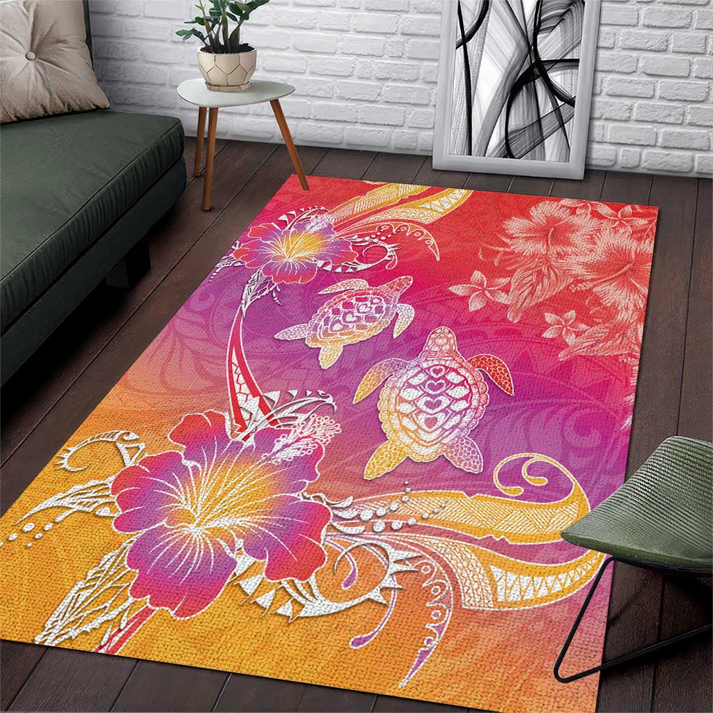 Polynesia Sea Turtle Couple Area Rug One Soul One Love