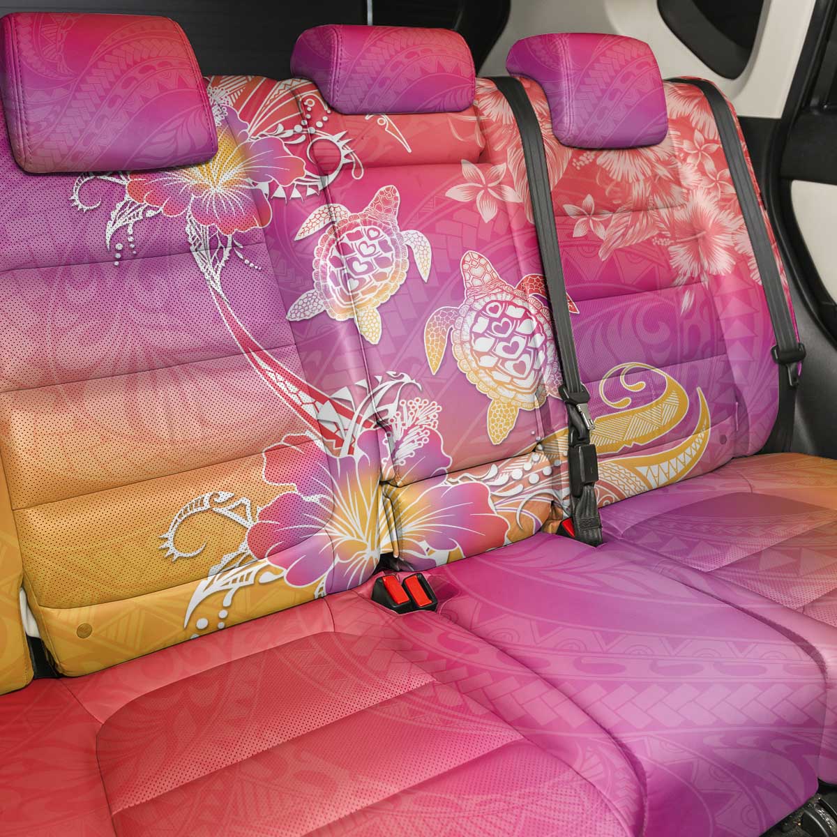 Polynesia Sea Turtle Couple Back Car Seat Cover One Soul One Love
