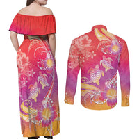 Polynesia Sea Turtle Couple Couples Matching Off Shoulder Maxi Dress and Long Sleeve Button Shirt One Soul One Love LT05 - Polynesian Pride